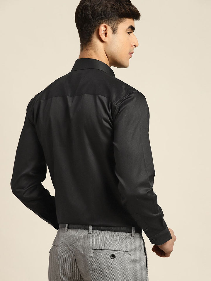 Hancock Men Tuxedo Pin Tucked Satin Pure Cotton Slim Fit Formal Shirt