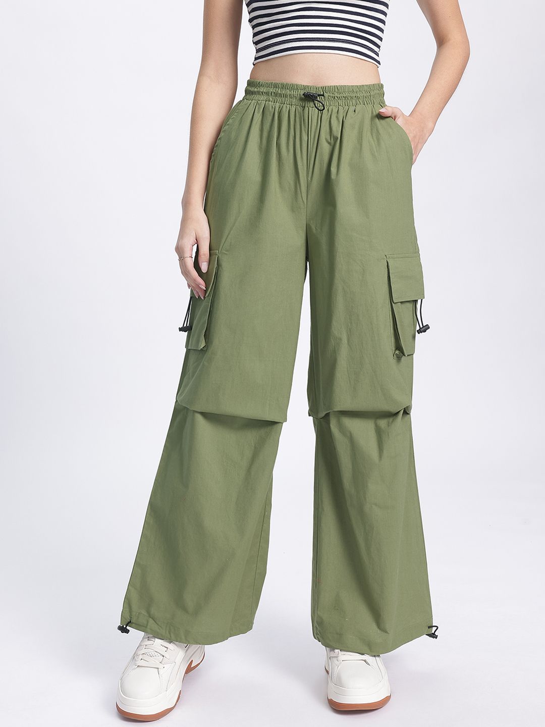 DressBerry Women Utility Chic Cargo Style Parachute Trousers