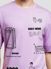 ADRO Lelaki Baju T-Shirt Bersaiz Besar Kapas Lengan Jatuh Bercetak Grafik