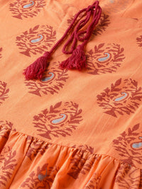 Gerua By Libas Women Orange  Maroon Printed Maxi Dress