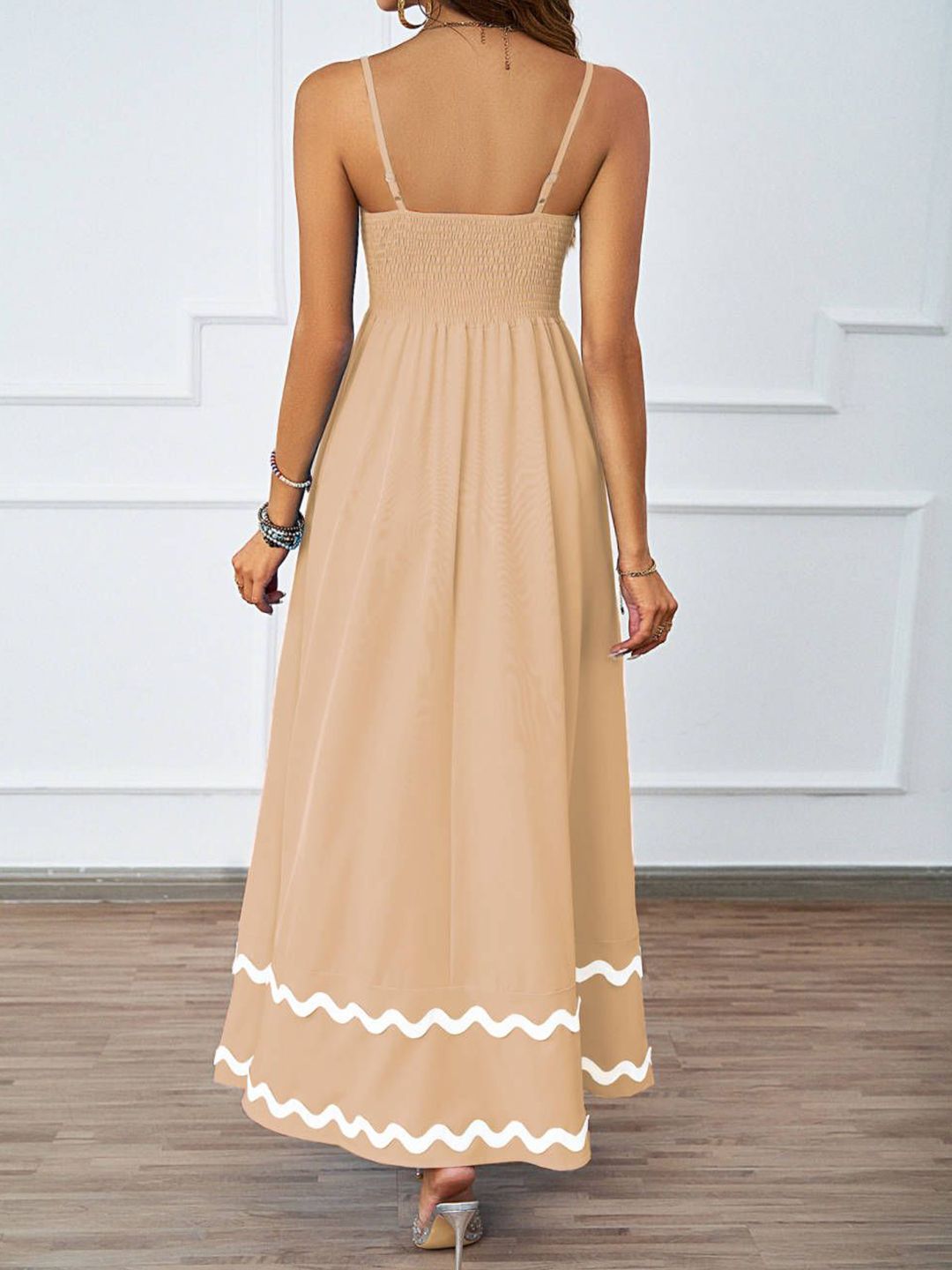 all about you Women Solid Square Neck Shoulder Straps Maxi Dress