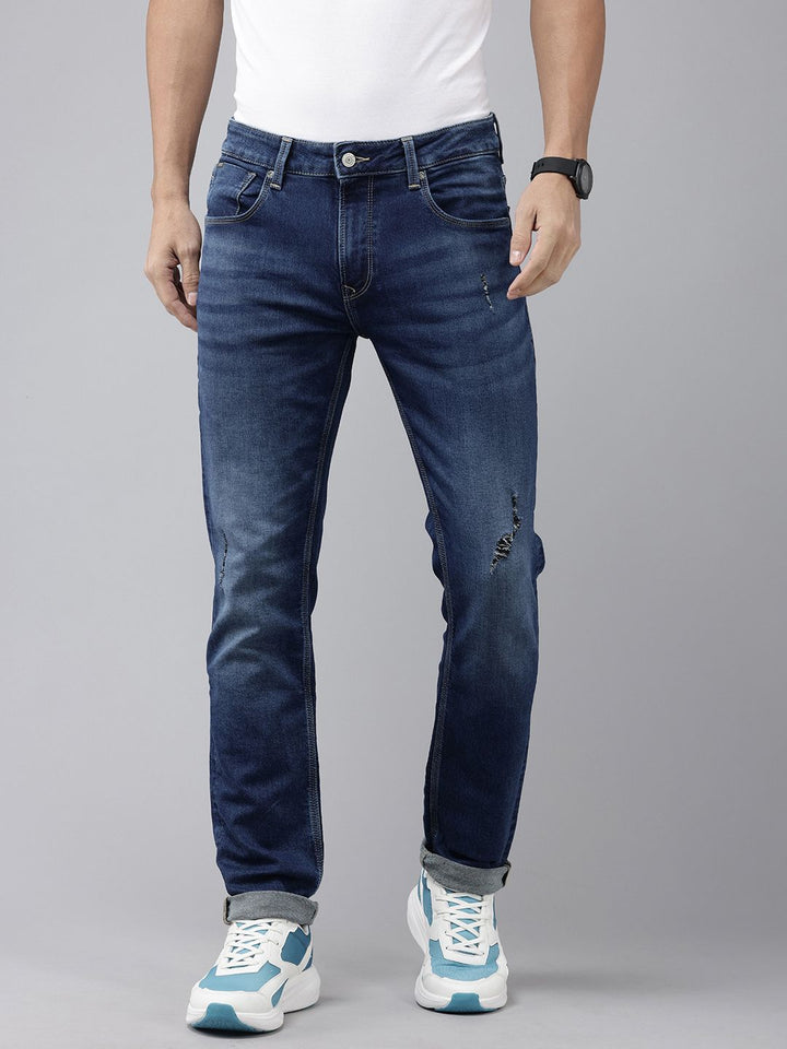 SPYKAR Men Ricardo Straight Fit Low Distress Light Fade Stretchable Jeans