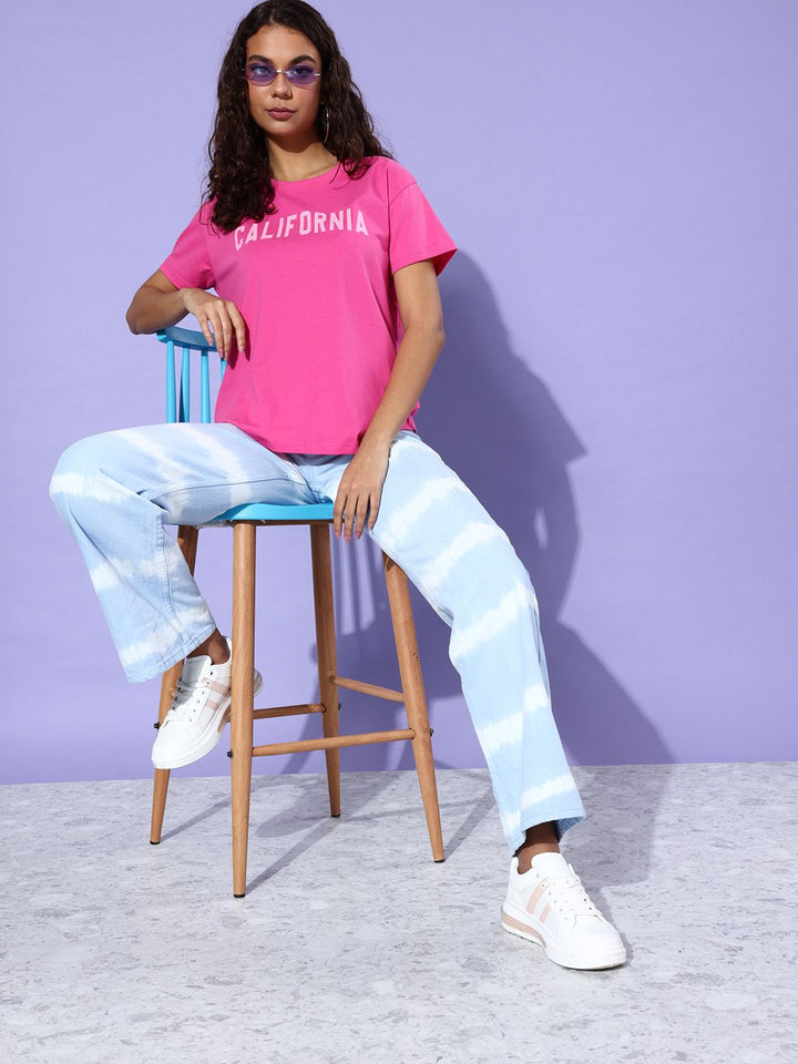 DILLINGER Women Typography Printed Pure Cotton Boxy T-shirt