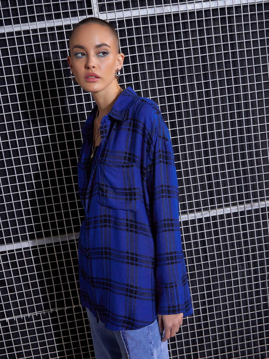 SASSAFRAS Tartan Checked Oversized Pure Cotton Casual Shirt