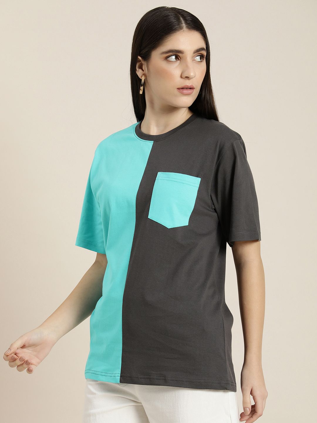 DILLINGER Women Colourblocked Oversized T-shirt