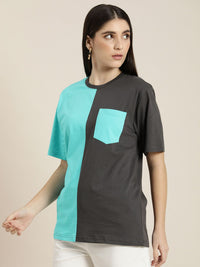 DILLINGER Women Colourblocked Oversized T-shirt