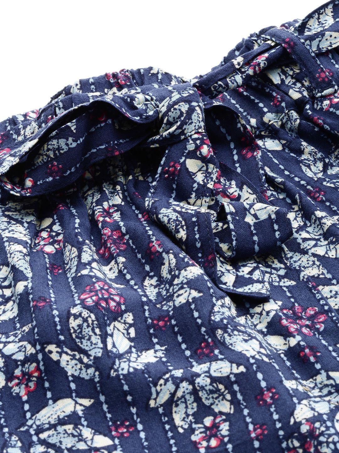 DressBerry Women Blue & Pink Printed Regular Fit Sustainable ECOVERO Regular Shorts