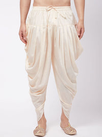 VASTRAMAY Men Cream Coloured Solid Cowl Dhoti Pants