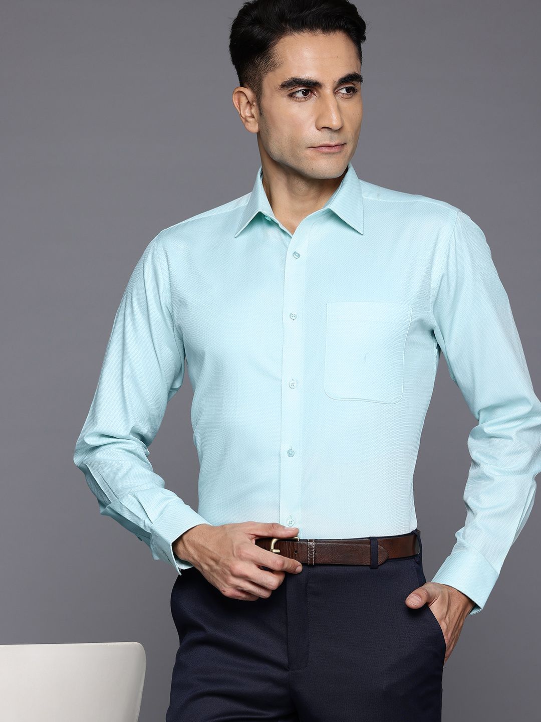 Raymond Pure Cotton Textured Slim Fit Formal Shirt