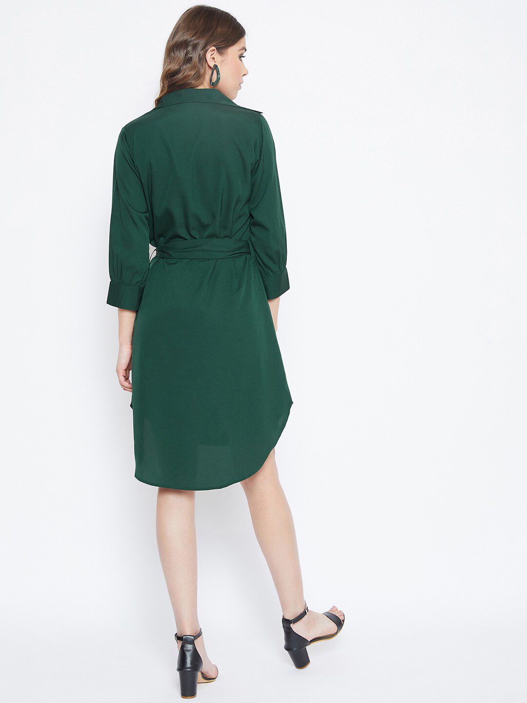 Berrylush Women Green Solid Shirt Dress