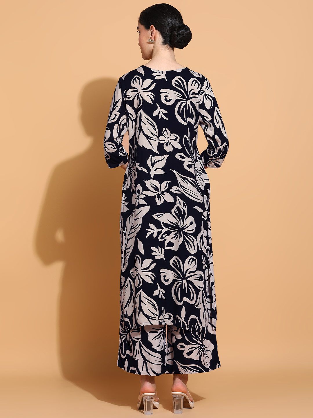KALINI Floral Printed Straight Kurta with Palazzos