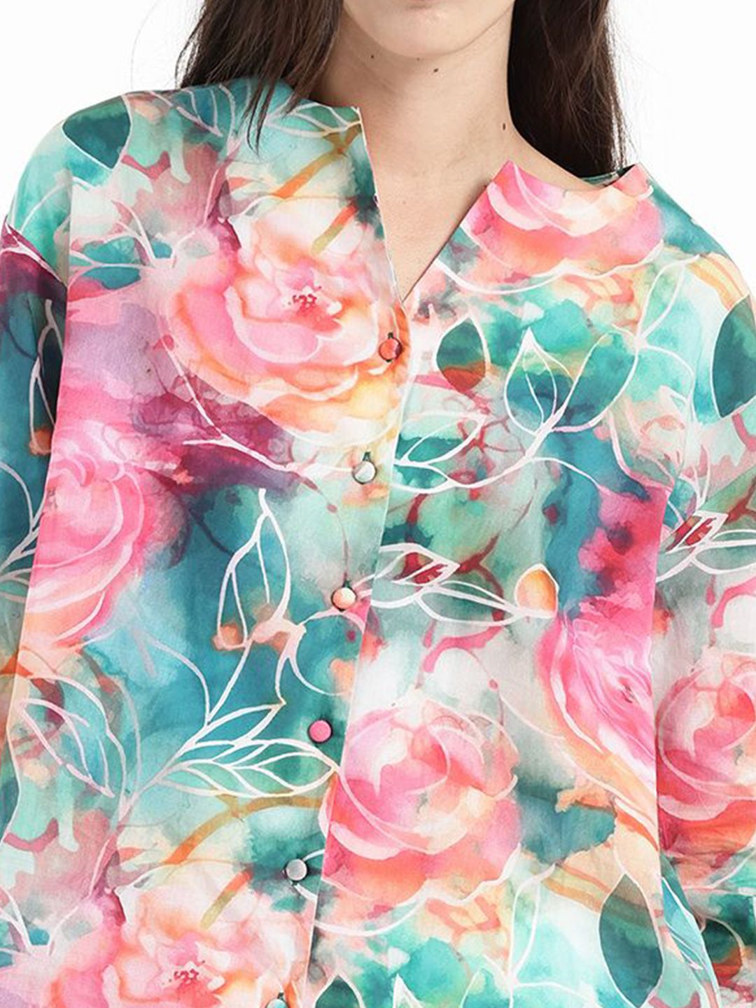 RAREISM Women Comfort Floral Printed Opaque Formal Shirt