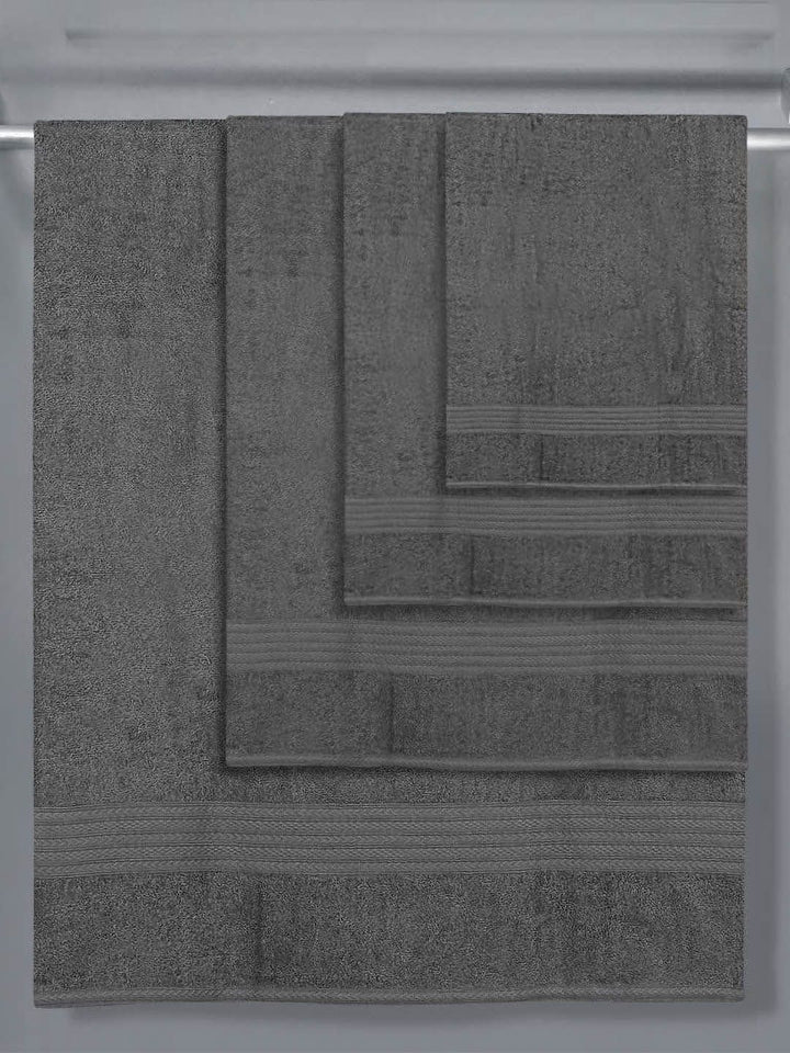 BOMBAY DYEING Grey 4 Pieces Pure Cotton 450 GSM Towel Set