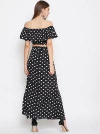 Berrylush Black & White Polka Dots Printed Two-Piece Dress