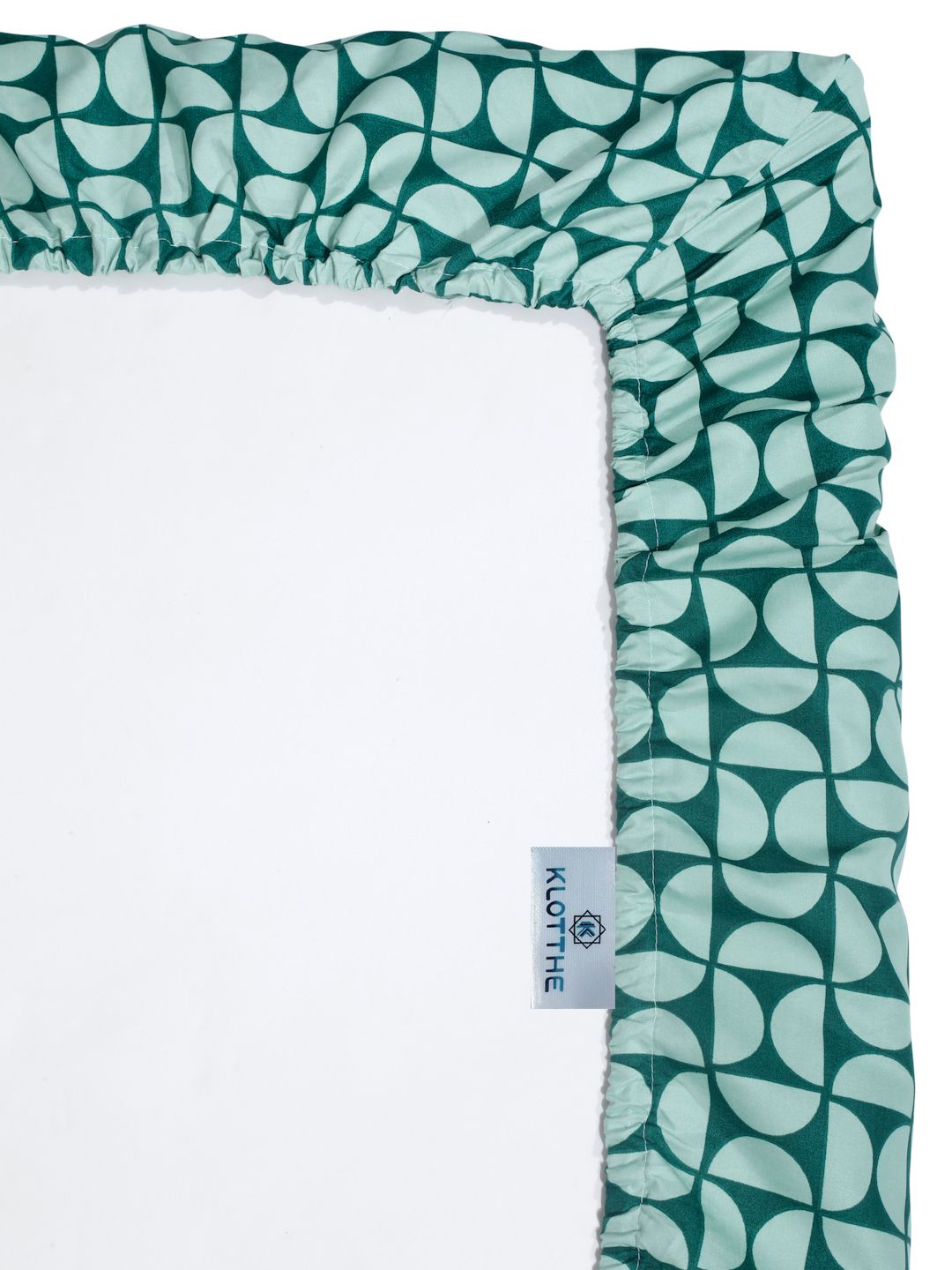 KLOTTHE Book Fold Green Printed Fitted 300 TC Single Bed Bedsheet With Pillow Cover