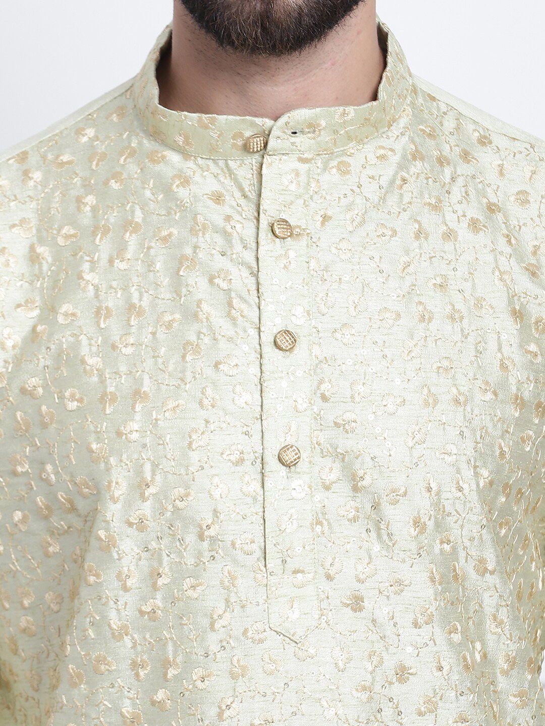 SOJANYA Kurta Lurus Kolar Mandarin Sulam Bunga