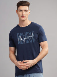 ADRO Men Typography Printed Applique T-shirt