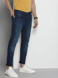 The Indian Garage Co Men Carrot Fit Low Distress Light Fade Stretchable Jeans