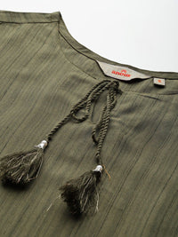 Anouk Tie-Up Neck Striped Kurta