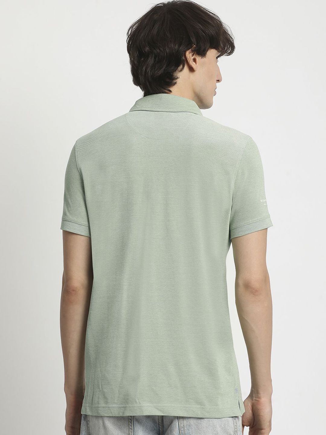 THE BEAR HOUSE Men Polo Collar Regular Fit Pure Cotton Solid T-shirt