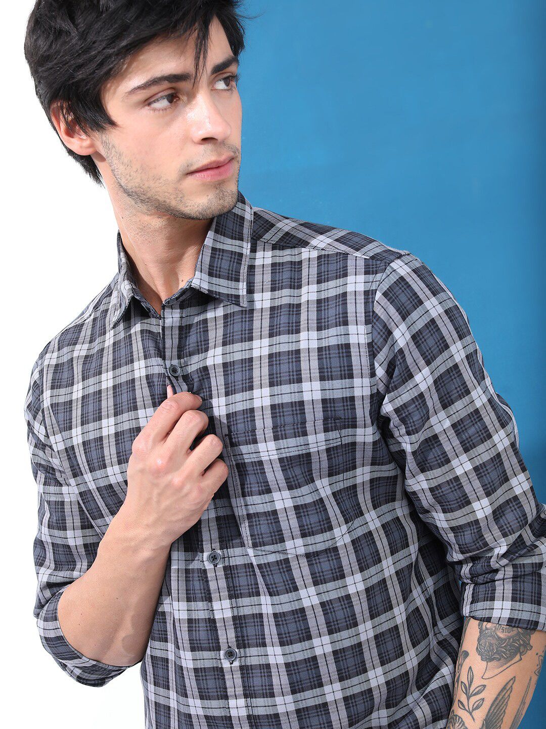 HIGHLANDER Slim Fit Tartan Checks Checked Casual Shirt