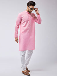 SOJANYA Men Pink Solid Kurta Lurus