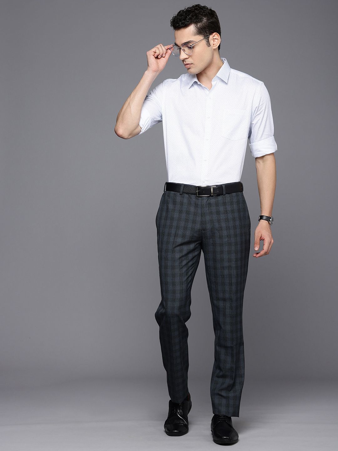 Raymond Men Checked Slim Fit Formal Trousers