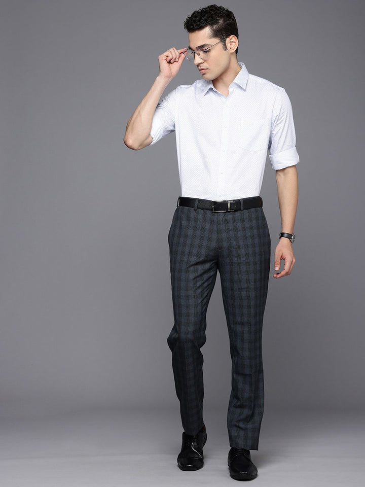 Raymond Men Checked Slim Fit Formal Trousers