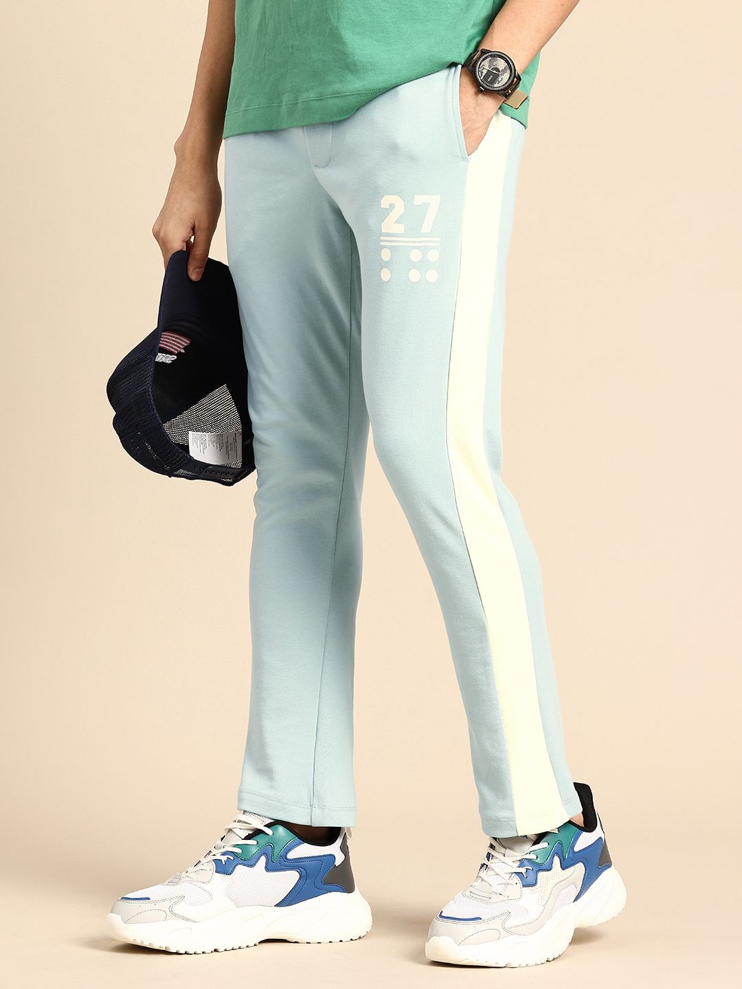 Being Human Men Knitted Side Striped Track Pants