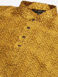 SOJANYA Kurta Sutera Jacquard Kuning Mustard Lelaki dengan Jaket Churidar & Nehru