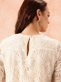 all about you Self Design Lace Up Bell Sleeve Top