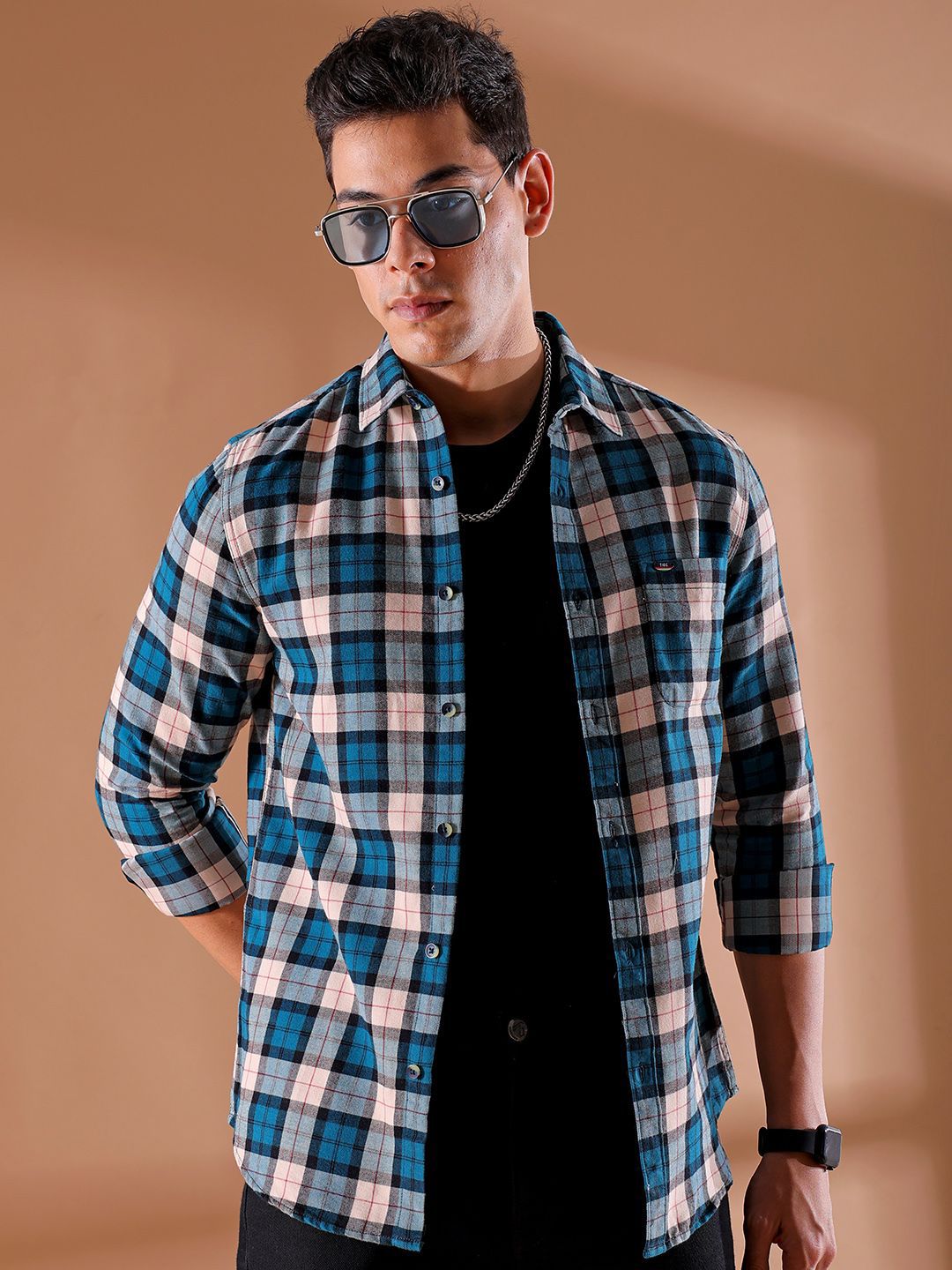 The Indian Garage Co Men Slim Fit Buffalo Checks Opaque Checked Casual Shirt