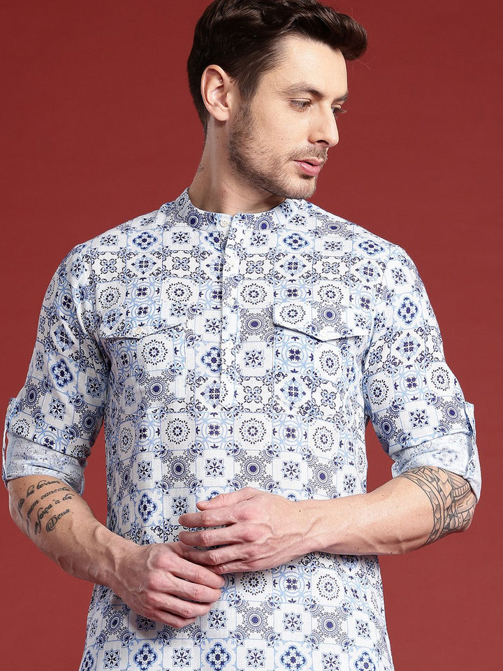 Anouk Band Collar Ethnic Motifs Printed Kurta