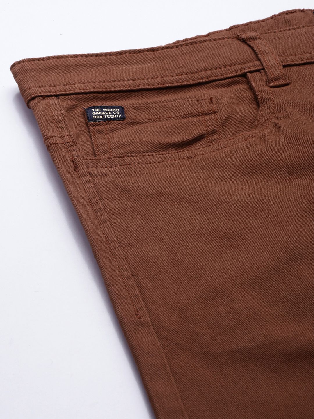 The Indian Garage Co Men Brown Solid Chinos Trousers
