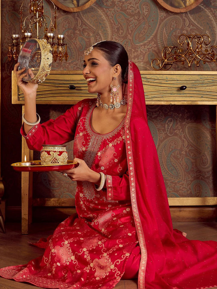 Indo Era Women Embroidered Regular Kurta with Trousers & With Dupatta