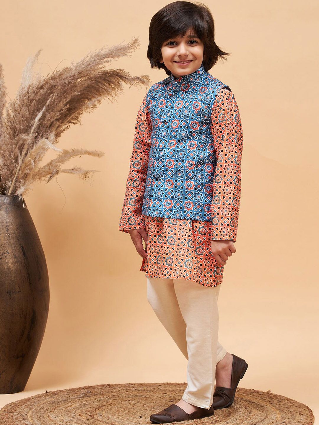 VASTRAMAY Boys Printed Nehru Jacket