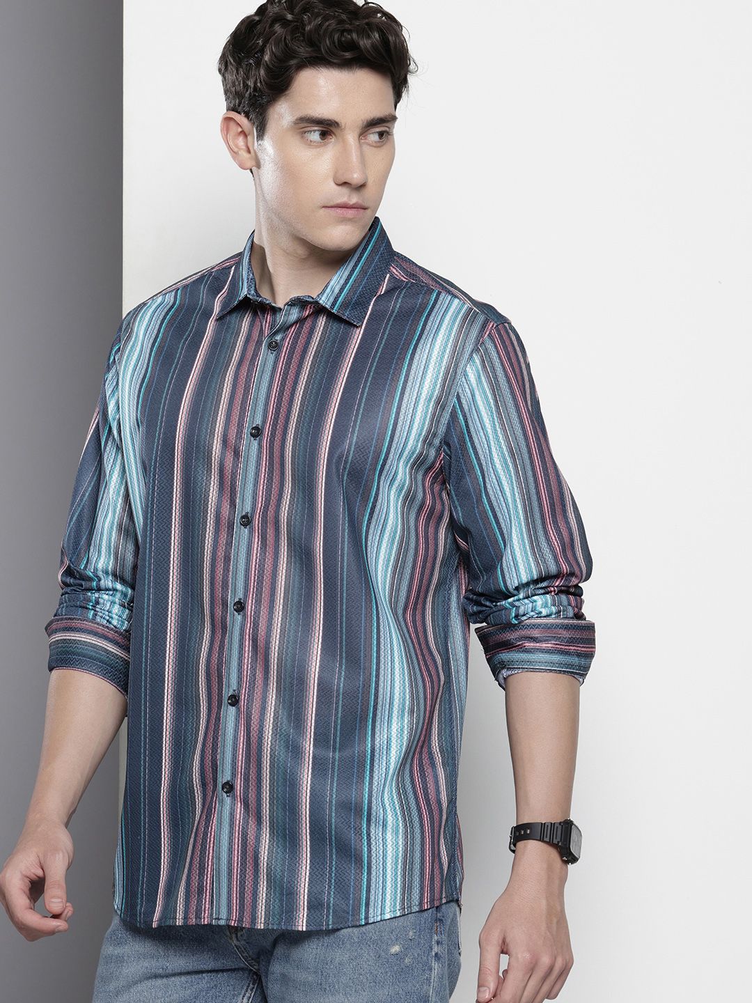 The Indian Garage Co Opaque Striped Casual Shirt