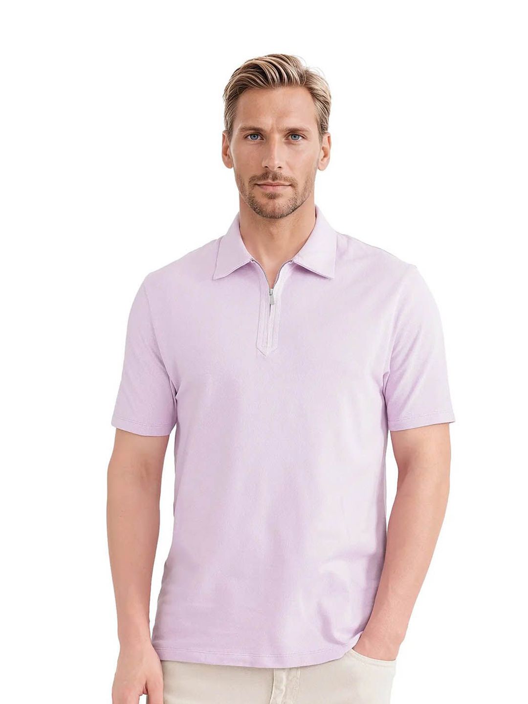 RARE RABBIT Men Solid Polo Collar Cotton T-shirt