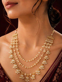 PANASH Gold-Plated Artificial Stones Beaded Statement Necklace