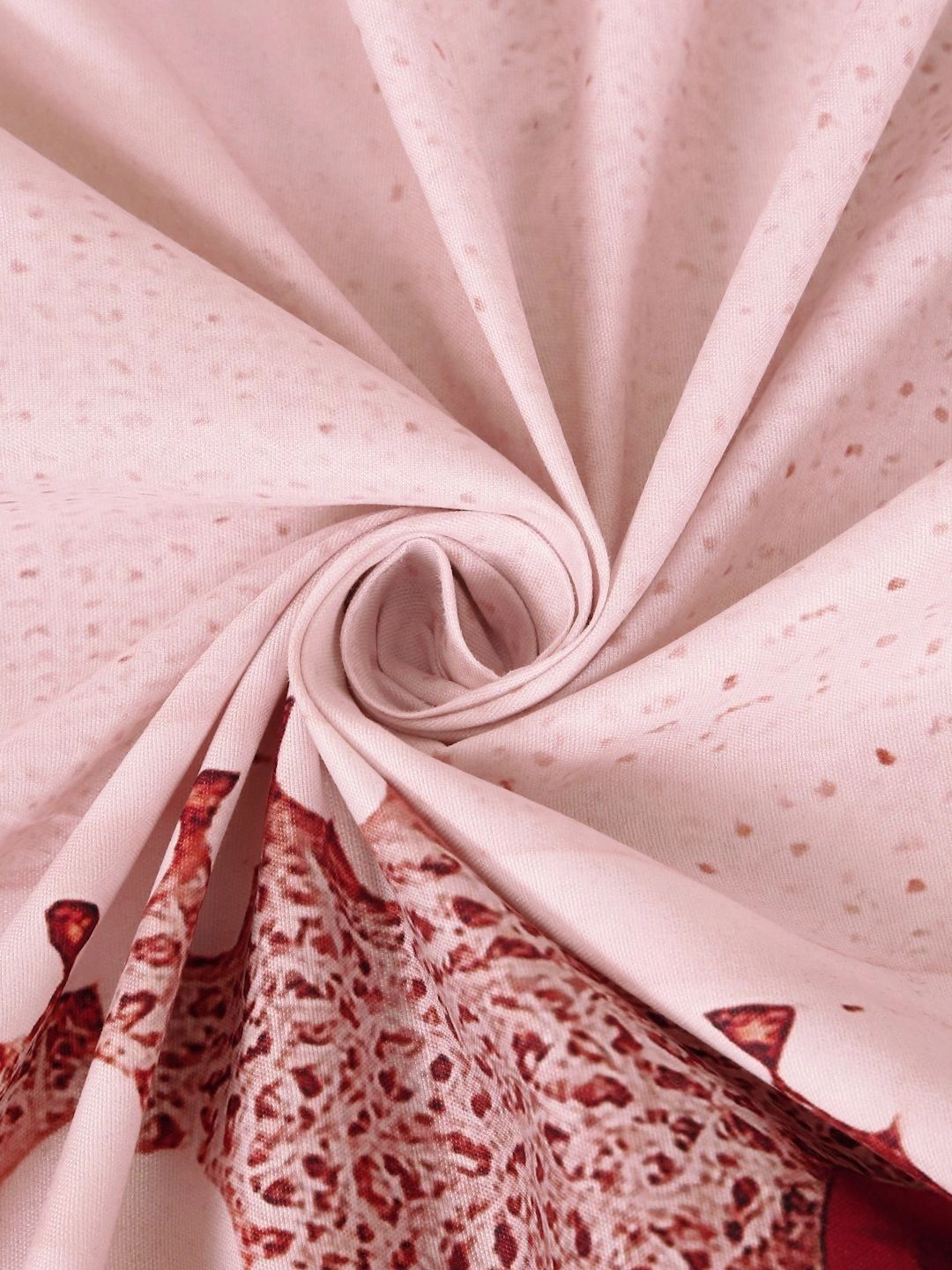 KLOTTHE Maroon & Pink Floral 400 TC King Bedsheet with 2 Pillow Covers