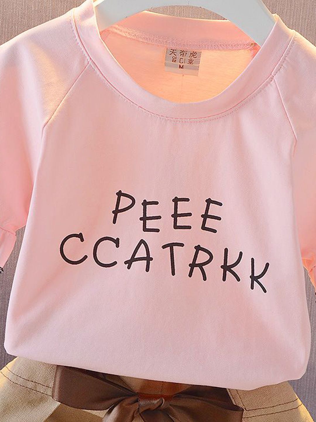 YK Girls Printed Round Neck Short Sleeves Pure Cotton T-Shirt With Shorts