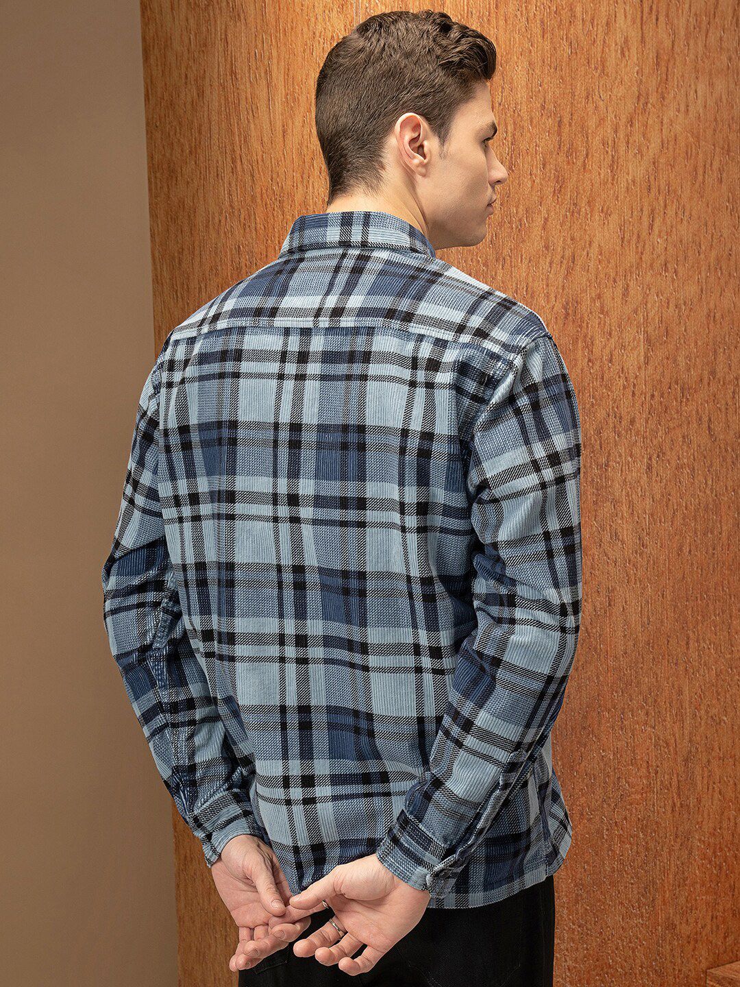 LOCOMOTIVE Premium Oversized Corduroy Checked Utility Pocket Overshirt