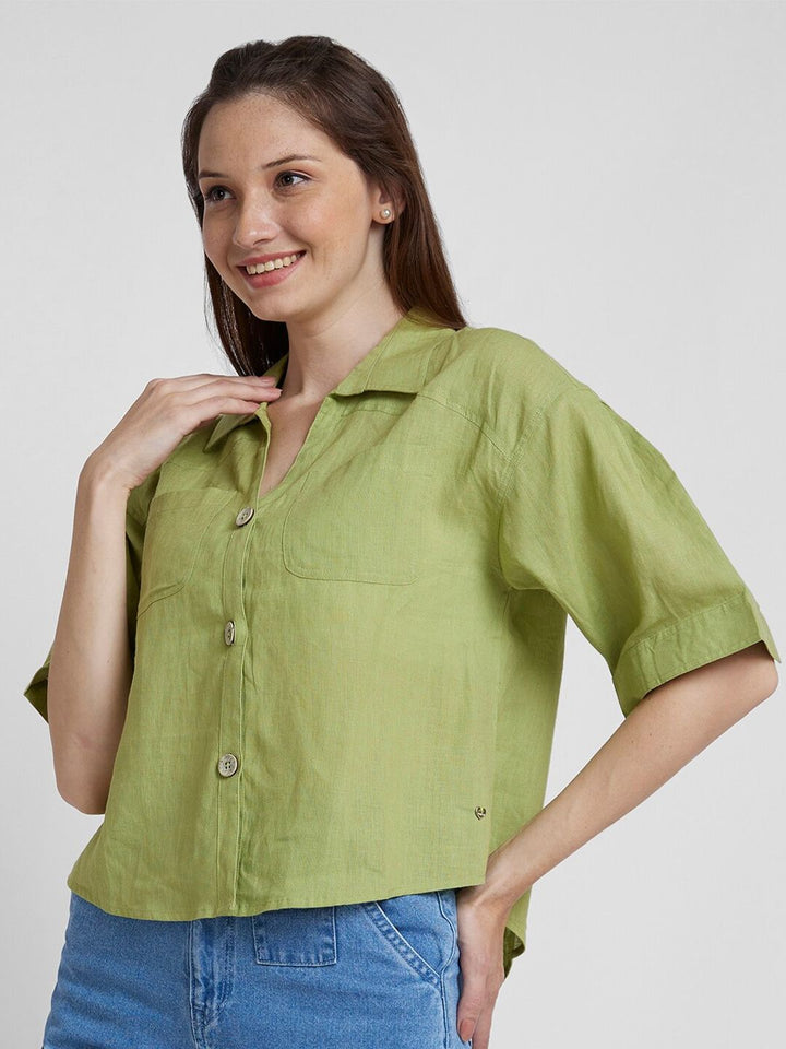 SPYKAR Classic Boxy Fit Opaque Linen Casual Shirt