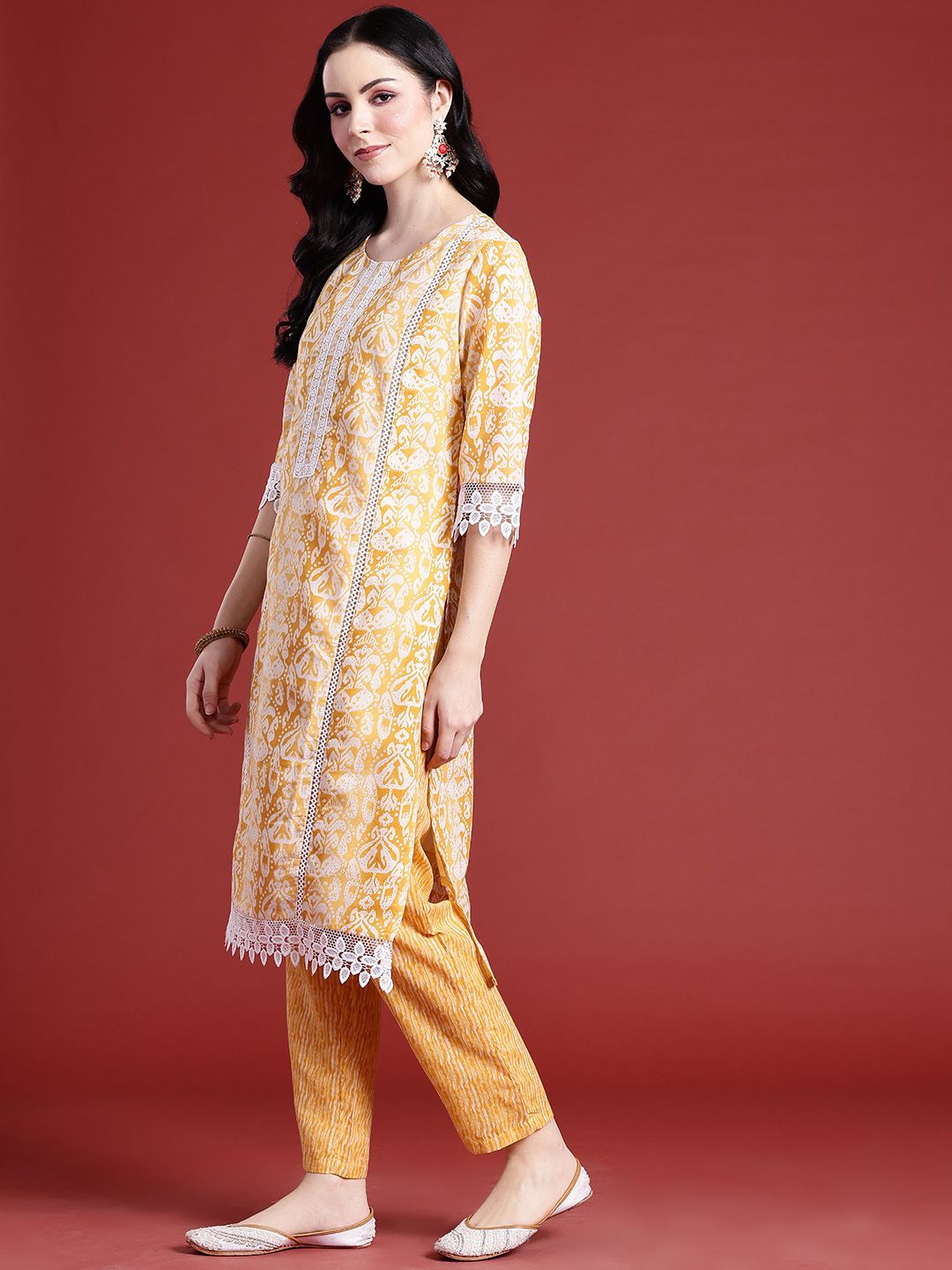 Anouk Ethnic Motifs Printed Regular Kurta With Trousers & Dupatta
