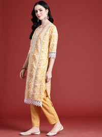 Anouk Ethnic Motifs Printed Regular Kurta With Trousers & Dupatta