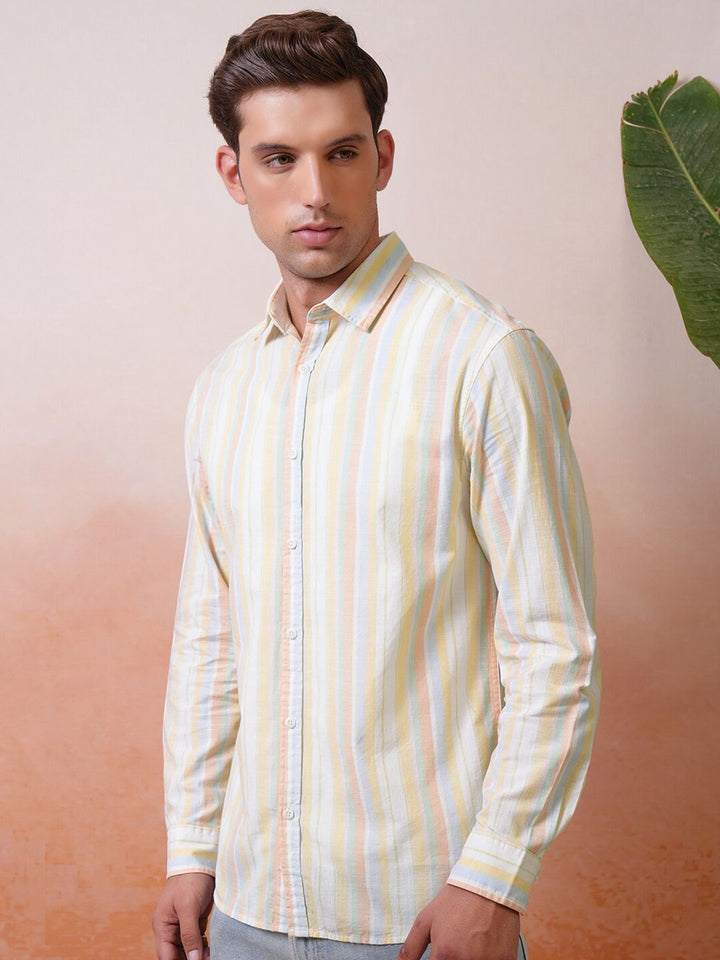 "Locomotive Premium Men Striped Relaxed   Shirt"