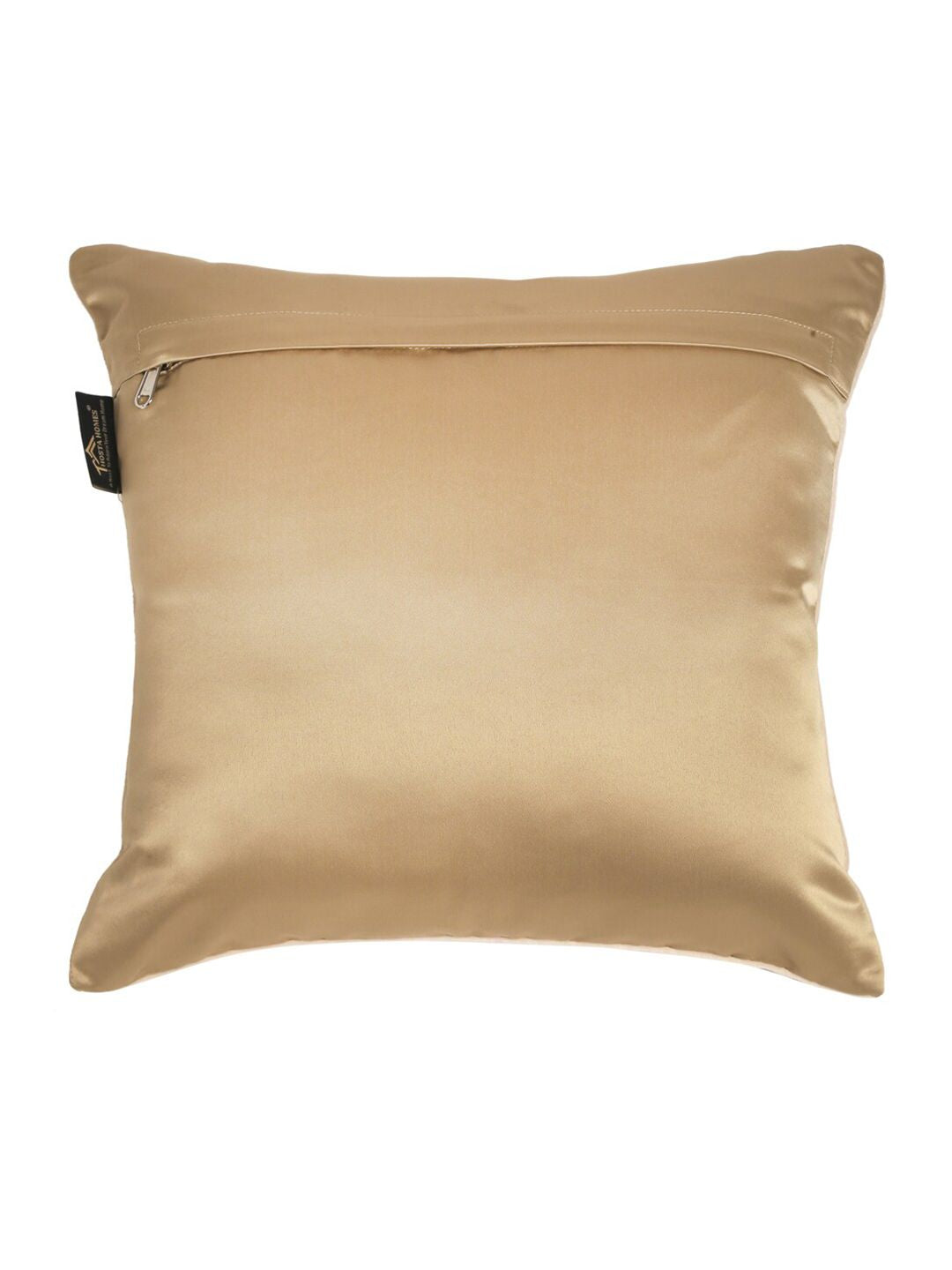 HOSTA HOMES Cream-Coloured & Gold-Toned Set of 5 Geometric Velvet Square Cushion Covers