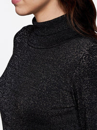 AND Women Black Solid High Neck Top