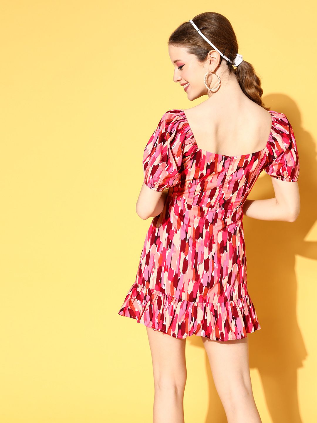 Berrylush Women Pretty Pink Abstract Cut Out Dress