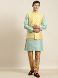 SOJANYA Kurta Belang Hijau Laut Lelaki dengan Jaket Churidar & Nehru